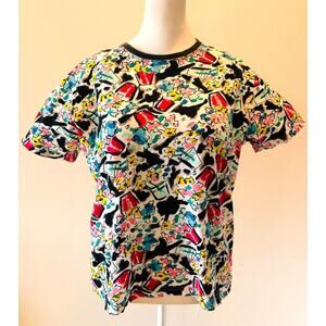 Fendi Mare Vintage Multicolor Floral Short Sleeve TShirt Top US Medium M 80s 90s
